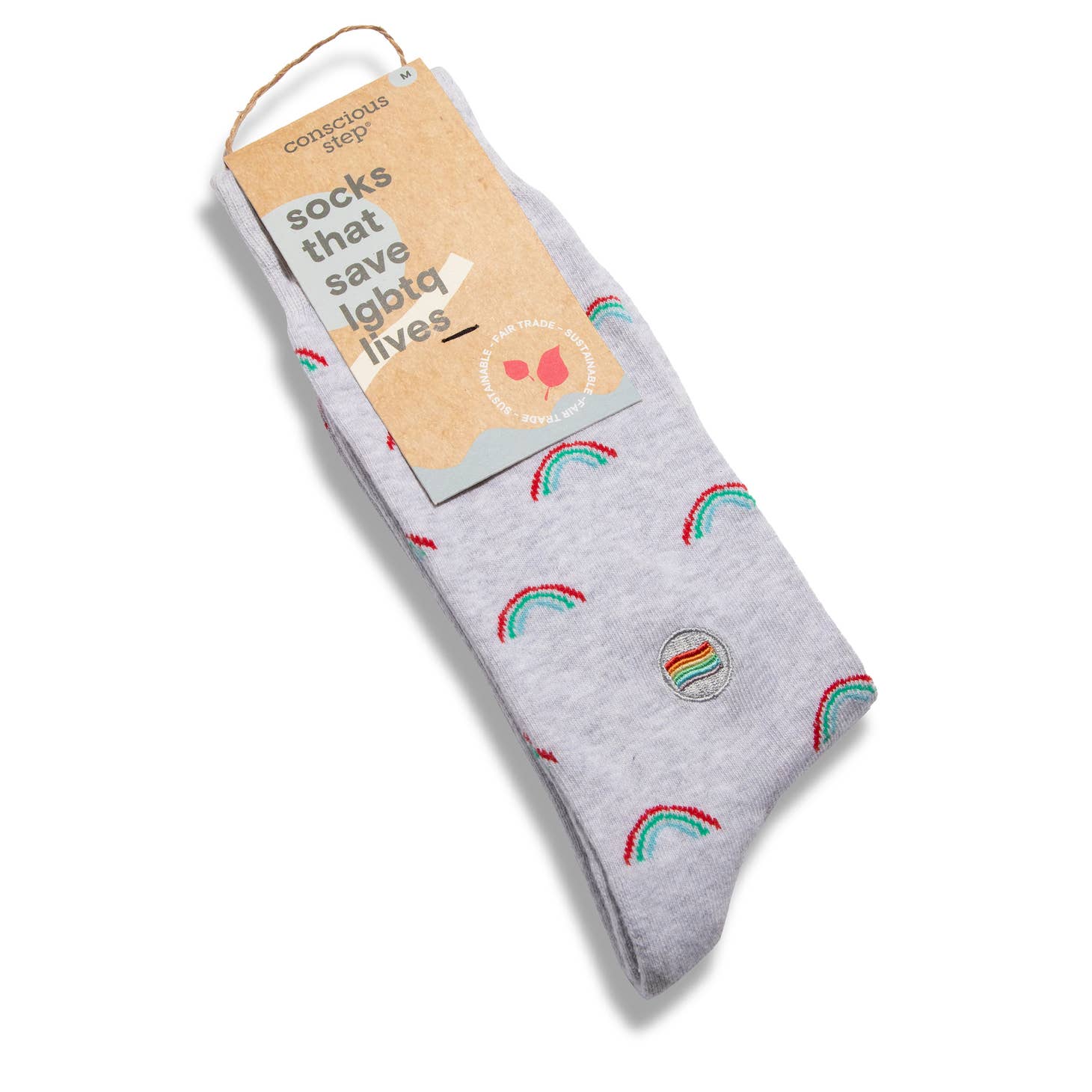 Radiant Rainbow Socks that support LGBTQ lives, made from sustainable and secondhand materials.