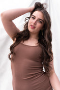 Load image into Gallery viewer, Detail View of Lacausa Mocha Brown Tank Dress

