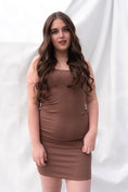 Load image into Gallery viewer, Lacausa Mocha Brown Tank Dress Front View

