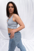 Load image into Gallery viewer, Sustainable and secondhand Tna Blue Crop Tank Top Side View
