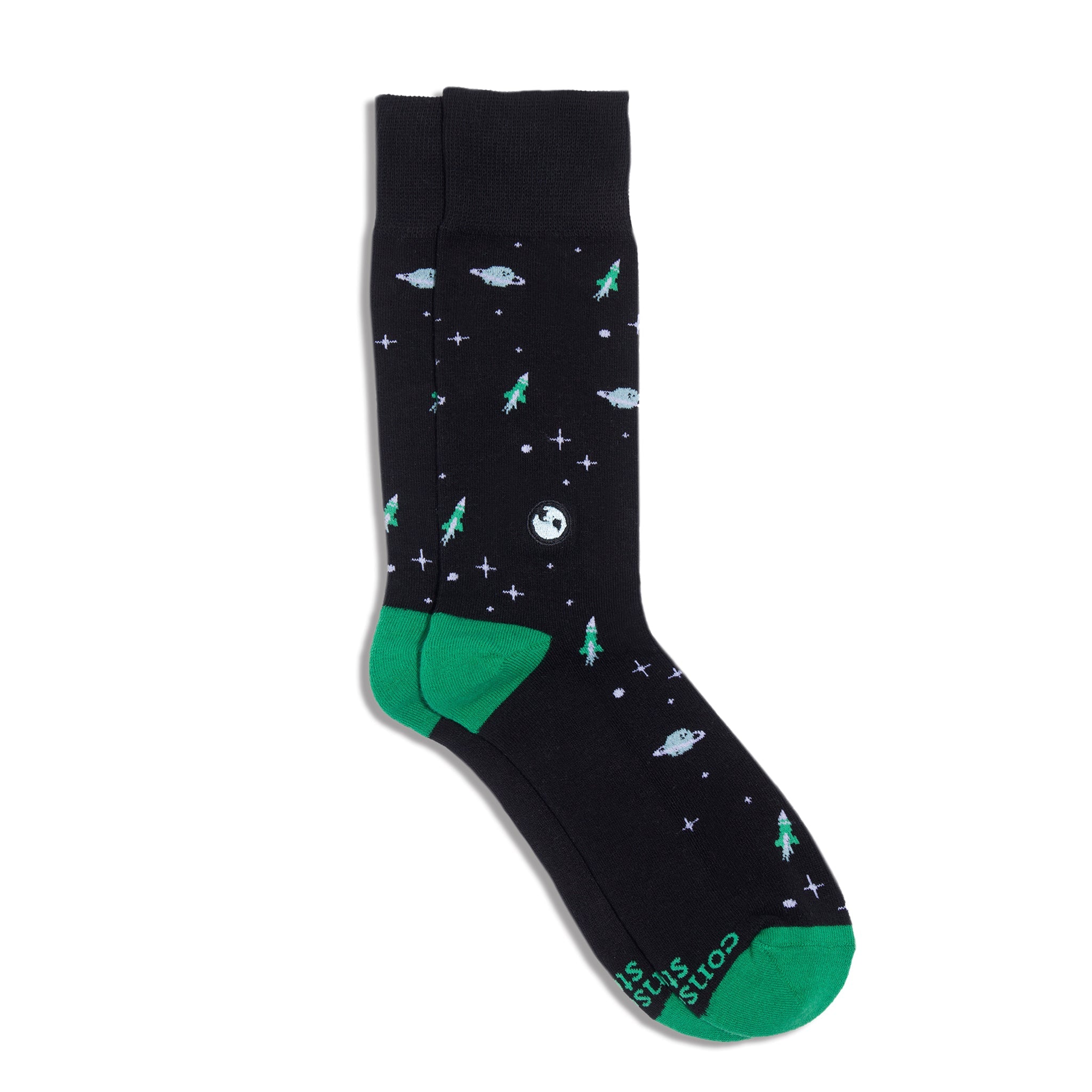 Black Galaxy Socks with rockets